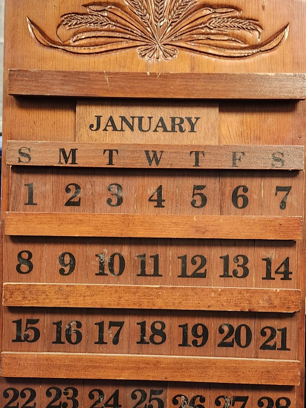 Vintage Wooden Perpetual Calendar - Brown